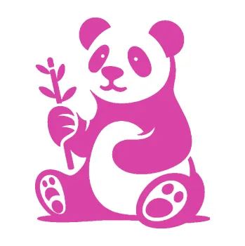 Samolepící dekorace SAMOLEPKA Panda 011 levá s bambusovou větvičkou (16 - růžová) NA AUTO, NÁLEPKA, FÓLIE, POLEP, TUNING, VLASTNÍ TEXT, TISK, AUTOSAMOLEPKY.cz, POLEPY, OBRÁZEK, LOGO, SAMOLEPKY