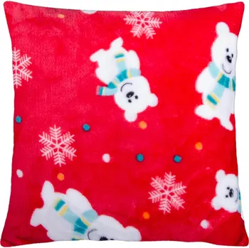 Polštář Vánoční polštář HAPPY CHRISTMAS medvídek, 40x40cm, mikrovlákno Varianta: Povlak na polštář, 40x40 cm