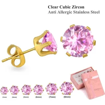 Náušnice Zirkonové náušnice Luxusteel | sada 6 párů - Růžové zlato