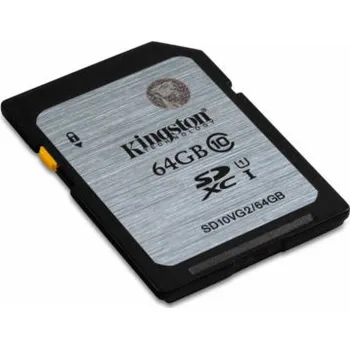 Ukládání dat Kingston 64GB SDXC Class10 UHS-I (Read 45MB/s, Write 10MB/s)