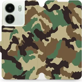 Pouzdro na mobilní telefon Flipové pouzdro Mobiwear - Xiaomi Redmi 13C - V111P Maskáče (Knížkové flip pouzdro, obal, kryt na mobil Xiaomi Redmi 13C - V111P Maskáče, materiál Umělá kůže + TPU - ochrana 360°, stojánek, silikonová vanička, magnetické zavírání)