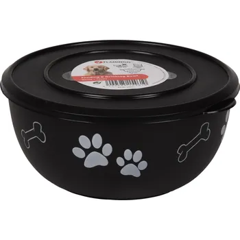 Miska pro psa Flamingo Kena Miska pro psy s víkem Černá/stříbrná XL 1700ml