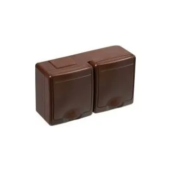 Elektrická zásuvka K21 zásuvka dvojnásobná s hnědým víčkem hnědá