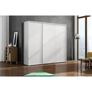 Šatní skříň Třídveřová šatní skříň 250 cm LEO - bílá