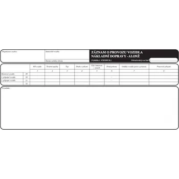 Tiskopis Záznam o provozu vozidla nákladní dopravy kopie alonž