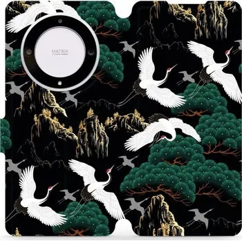 Pouzdro na mobilní telefon Flipové pouzdro Mobiwear - Honor Magic5 Lite 5G - VP16S Jeřábi (Knížkové flip pouzdro, obal, kryt na mobil Honor Magic5 Lite 5G - VP16S Jeřábi, materiál Umělá kůže + TPU - ochrana 360°, stojánek, silikonová vanička, magnetické zavírání)