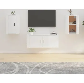 Obývací pokoj vidaXL Nástěnné TV skříňky 2 ks 40 x 34,5 x 60 cm [816657] Barva: bílá s vysokým leskem