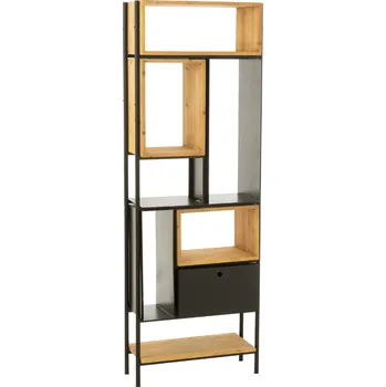 regál Černý kovový regál J-line Tobleu 185 x 65 cm