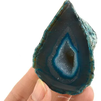 Přírodní kámen Geoda s dutinou z achátu barvená modrá 92g