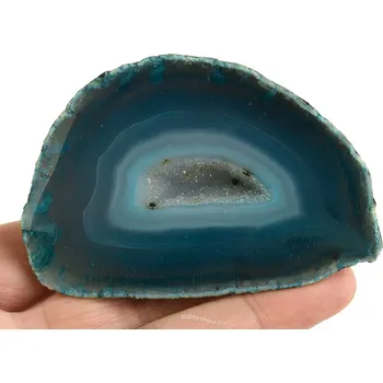 Přírodní kámen Geoda z achátu barvená modrá 144g