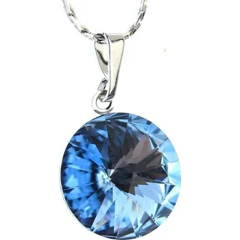 Náhrdelník Náhrdelník Swarovski Light Sapphire 8MM Rivoli Rhodium