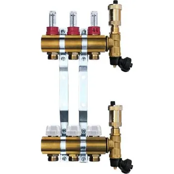 rozdělovač topení Mosazný rozdělovač s automatickým odvzdušněním - 3 cestný