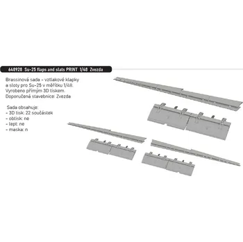 Plastikový model Eduard 1/48 Su-25 flaps and slats PRINT (ZVEZDA)