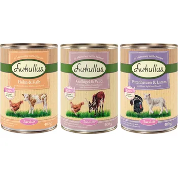 Krmivo pro psa 24x400g Výhodné balení Lukullus - Junior Mix (3 druhy)