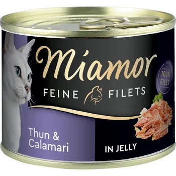 Krmivo pro kočku 6x185g Miamor Feine Filets - Tuňák & Kalamáry v želé