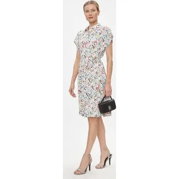 Dámské šaty Tommy Hilfiger Košilové šaty Amd Pleated Ss Knee WW0WW42444 Bílá Regular Fit 40