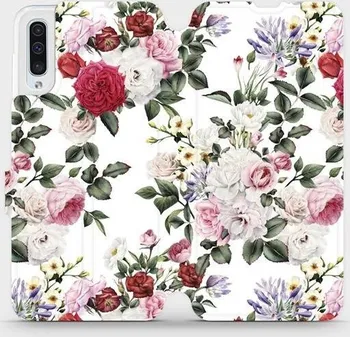 Pouzdro na mobilní telefon Mobiwear Flip pro Samsung Galaxy A50 růže na bílé