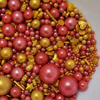 Jedlá dekorace na dort Lucie´s Sprinkles Zlato-růžová metalická směs✨ 55g: 55g