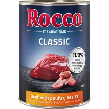 Krmivo pro psa 24x400g Rocco Classic - Hovězí s drůbežími srdíčky