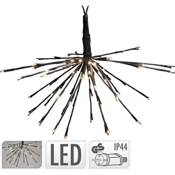 Vánoční dekorace osvětlení 72LED pr.45cm, 24ks ramen, teplá BÍ, ČER