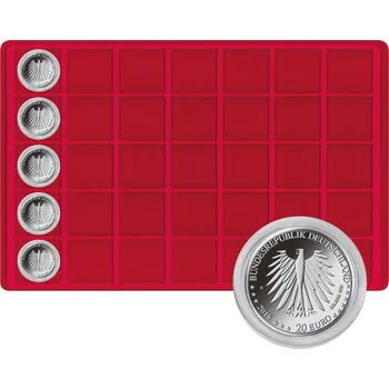 Obal pro sběratelský předmět Lindner Plato s 35 poli do 39 mm Barva: Červená