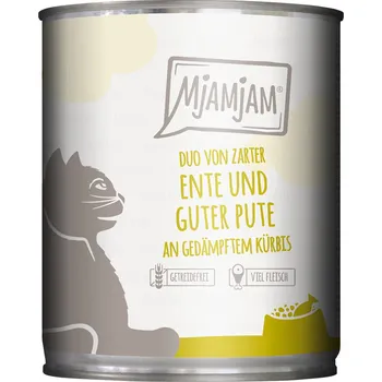 Krmivo pro kočku 6x800g MjAMjAM Duo - kachní a krůtí s dýní