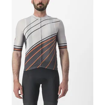 cyklistický dres Castelli - pánský dres Speed Strada, moon gray-scarlet ibis Velikost: M