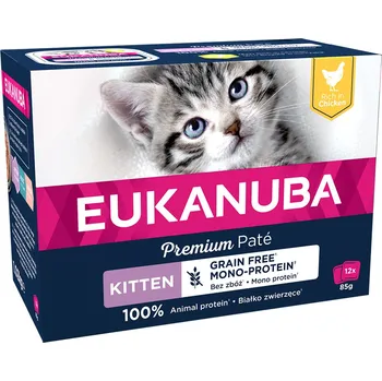 Pro kočku 48x85g Výhodné balení Eukanuba Kitten bez obilovin kuřecí