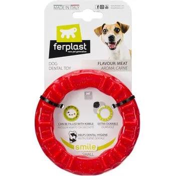 Hračka pro psa Ferplast pes Smile kruh červený - vel. S: Ø 12 x V 2,4 cm