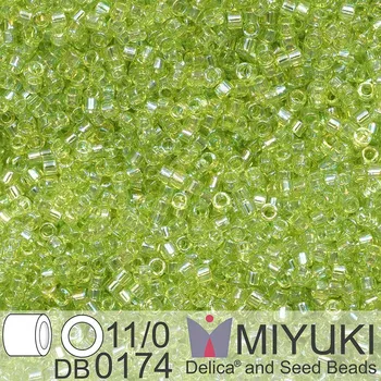 Korálek Korálky Miyuki Delica 11/0. Barva Tr Chartreuse AB DB0174. Balení 5g.
