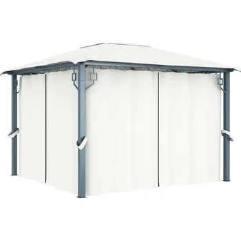 Zahradní stavba ZBXL Altán se závěsy 300 x 300 cm krémový hliník