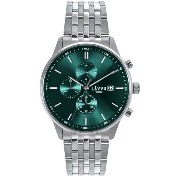 Hodinky LAVVU Pánské hodinky YSTAD Chronograph Green s vodotěsností 100M LWM0252