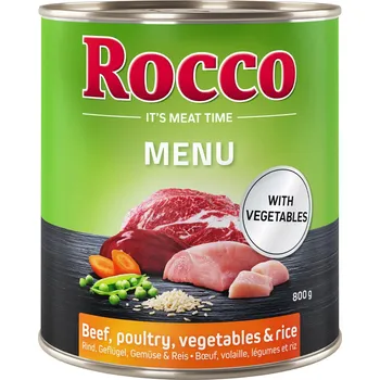 Krmivo pro psa 24x800g Rocco Menue - Hovězí, drůbeží, zelenina & rýže