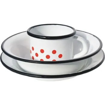 Sada nádobí Jídelní souprava bílá smaltovaná (bílá smaltovaná jídelní souprava pro servírování jídel ve stylu našich babiček)