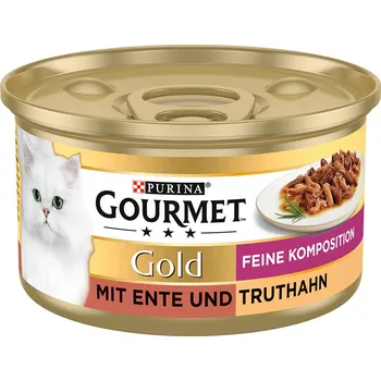 Krmivo pro kočku 12x85g Gourmet Gold Fine Composition - kachna a krůta