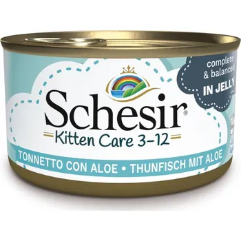 Krmivo pro kočku 24 x 85 g Schesir Kitten - tuňák s aloe