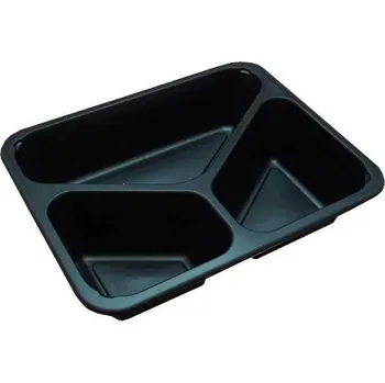 Jednorázové nádobí miska na zatavení 227x178x40 mm, PP, hladká, 3-dílná, černá, K (50 ks/balení)