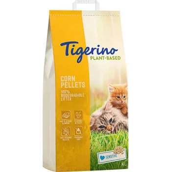 Podestýlka pro kočku 14l Tigerino Plant-Based kukuřičné stelivo pro citlivé kočky bez vůně