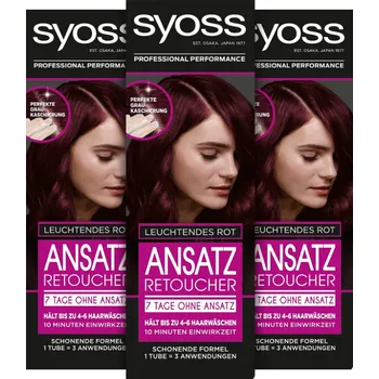 Barva na vlasy Semipermanentní barva na vlasy Syoss Root Retoucher Bright Red Level 1, 3 x 60ml