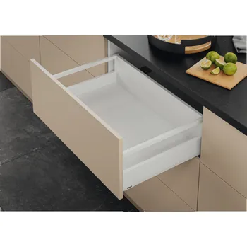 Úložný box Blum Kuchyňský box - Merivobox "E" s relingem 40kg / Hedvábně bílá 270 mm