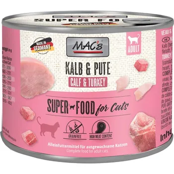 Krmivo pro kočku 4x6ks-24x200g MAC's Cat - Telecí a krůtí