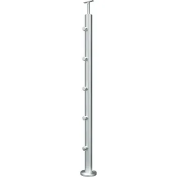 Zábradlí Hahn Steel Konfigurátor - nerezový sloupek Ø42,4mm - 5 x výplň Ø12mm, AISI 304 Výška sloupku: 800mm, Typ držáku madla: Model 0710.242 - kulaté madlo ⌀42,4mm, Povrchová úprava: Brus