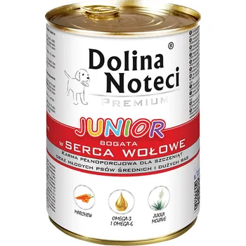 Krmivo pro psa 24x400g Dolina Noteci Premium Junior - hovězí srdce