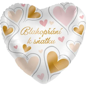 Balónek Premioloon Balonek fóliový srdce Blahopřání k sňatku, 43 cm