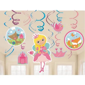 Amscan / Reithmüller Závěsné spirály Princezna, 12 ks