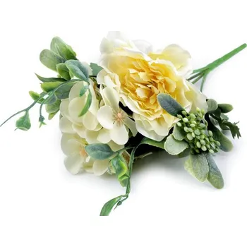 umělá květina Umělá kytice s růží, 26 cm, žlutá