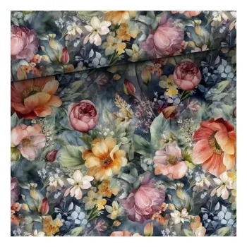 Úplet Květiny (E) (Hebké bavlněné úplety s elastanem )