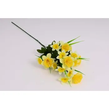 umělá květina Kytice narcisů s trávou 67 cm dvoubarevná
