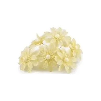 umělá květina Květ na drátku s glitry, vanilková