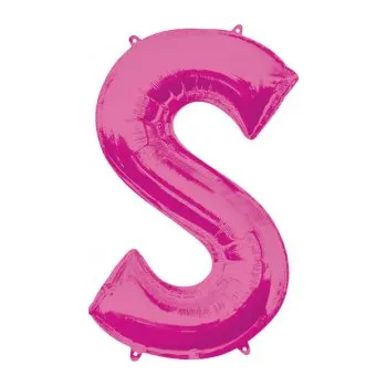 Balónek Amscan / Reithmüller Fóliové písmeno S růžové, 83 cm